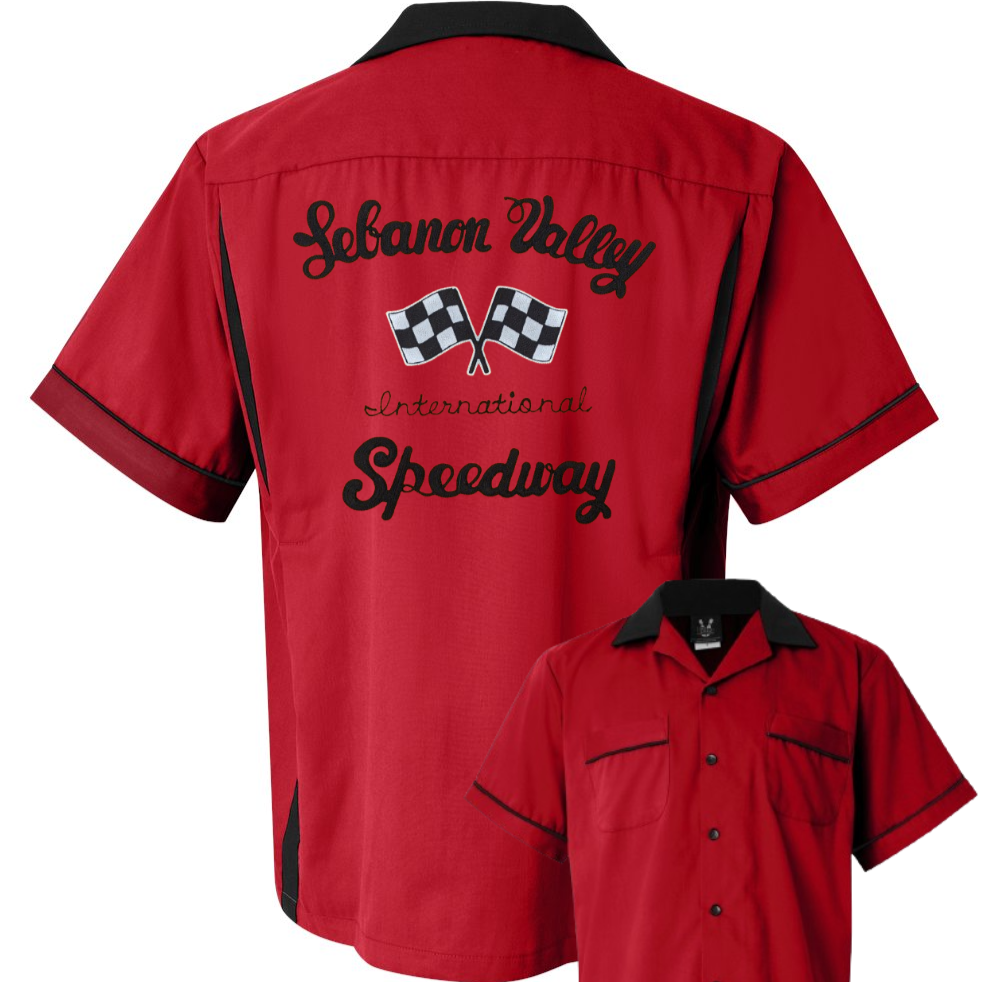 Lebanon Valley Speedway - Classic Chainstitch Embroidered Bowling Shirt -New Hilton Legend