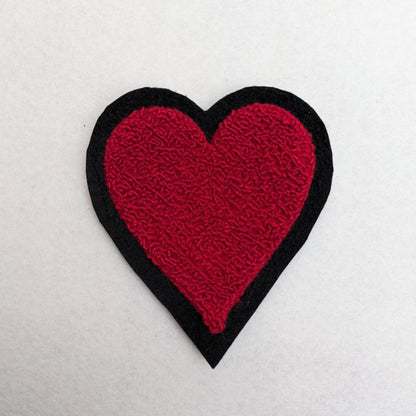 Fuzzy Chenille Patches of Playing Card Suits - Black/Red Or White Backing - Sew On