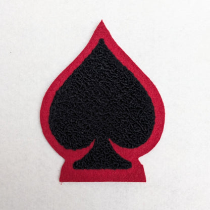 Fuzzy Chenille Patches of Playing Card Suits - Black/Red Or White Backing - Sew On