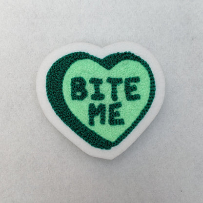 Chainstitch Conversational Hearts "Bite Me" Patch - Pinsetter Alley