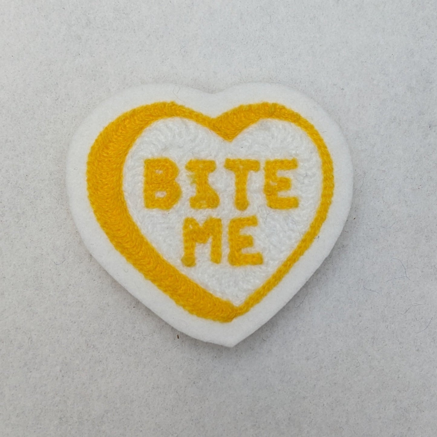 Chainstitch Conversational Hearts "Bite Me" Patch - Pinsetter Alley