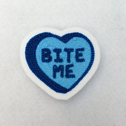 Chainstitch Conversational Hearts "Bite Me" Patch - Pinsetter Alley