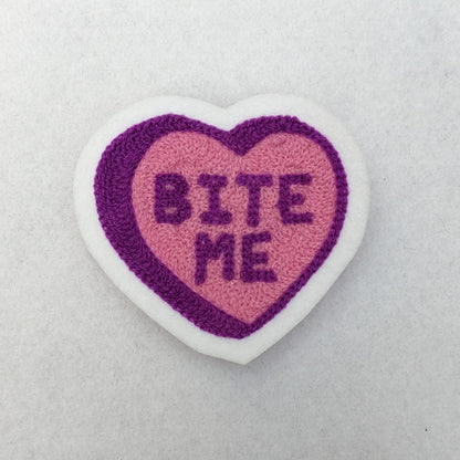 Chainstitch Conversational Hearts "Bite Me" Patch - Pinsetter Alley