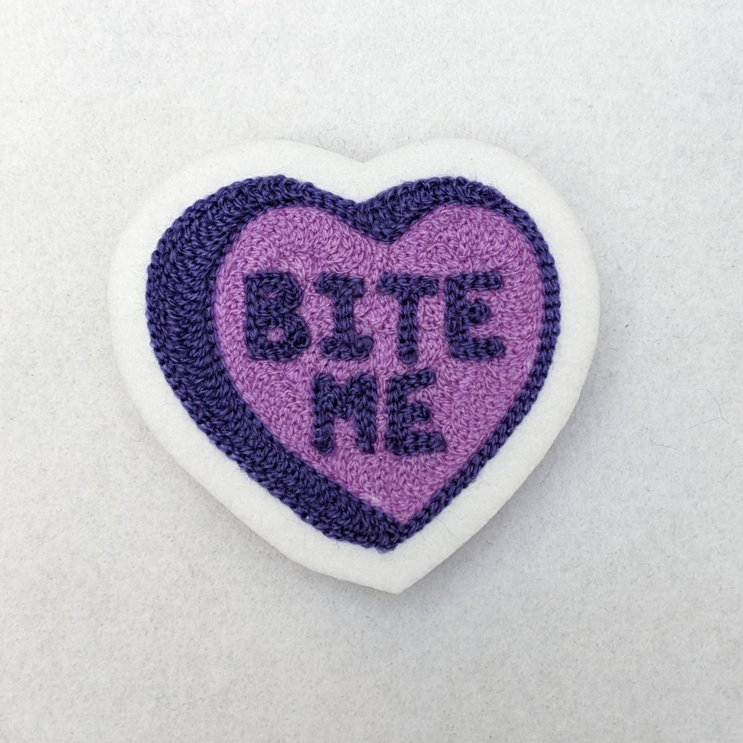 Chainstitch Conversational Hearts "Bite Me" Patch - Pinsetter Alley