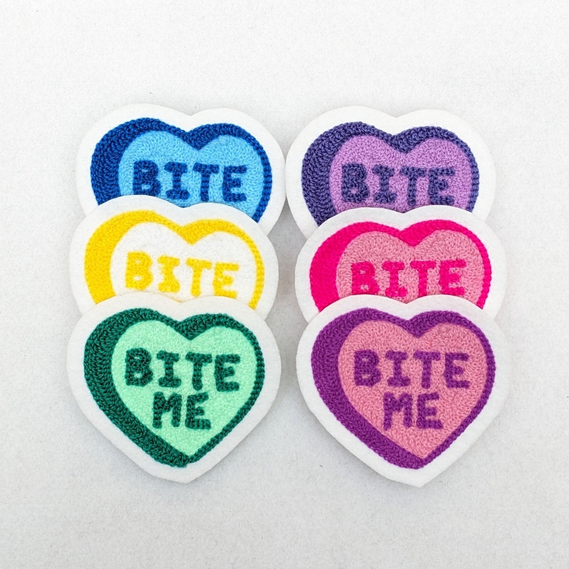 Chainstitch Conversational Hearts "Bite Me" Patch - Pinsetter Alley