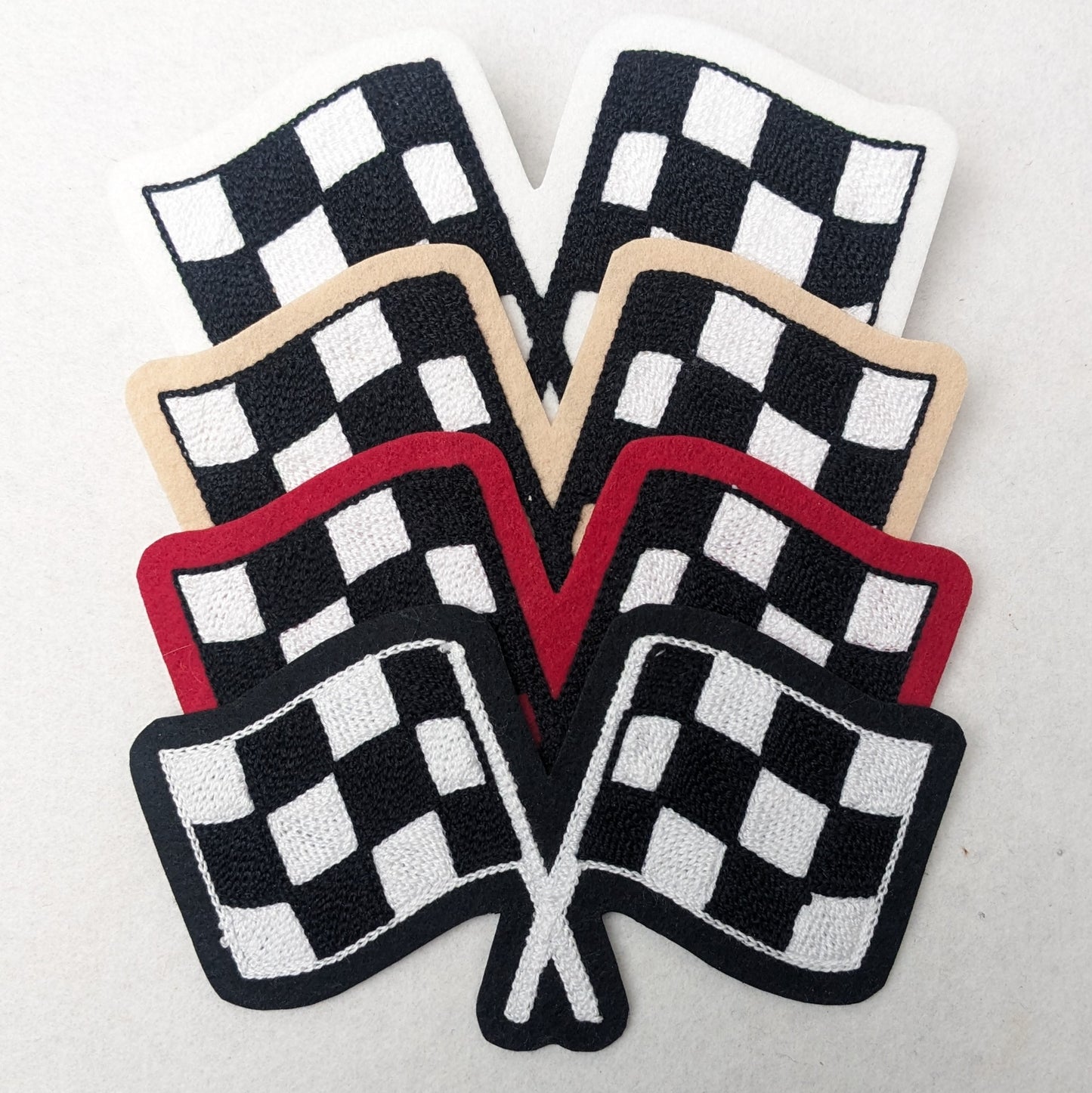 Crossed Checkered Flags Chainstitch Patch - Made in the USA