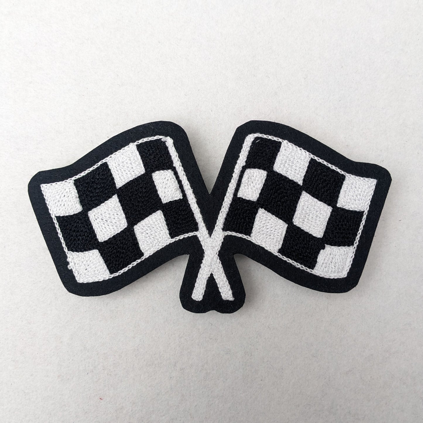 Crossed Checkered Flags Chainstitch Patch - Made in the USA