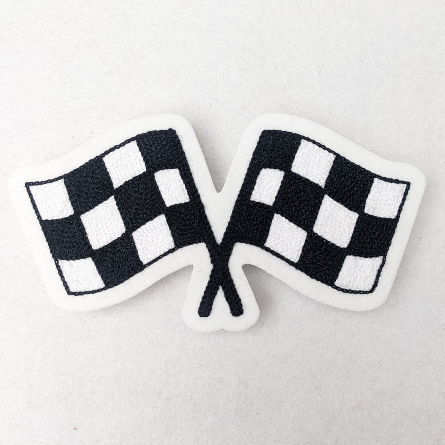 Crossed Checkered Flags Chainstitch Patch - Made in the USA