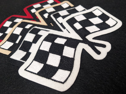 Crossed Checkered Flags Chainstitch Patch - Made in the USA