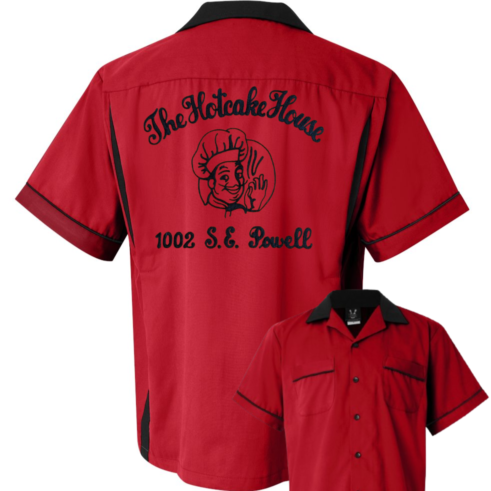 The Hotcake House - Chainstitch Embroidered Bowling Shirt - Vintage Style on a New Shirt