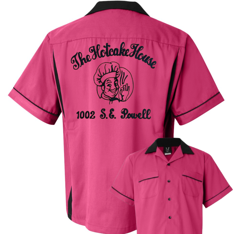 The Hotcake House - Chainstitch Embroidered Bowling Shirt - Vintage Style on a New Shirt