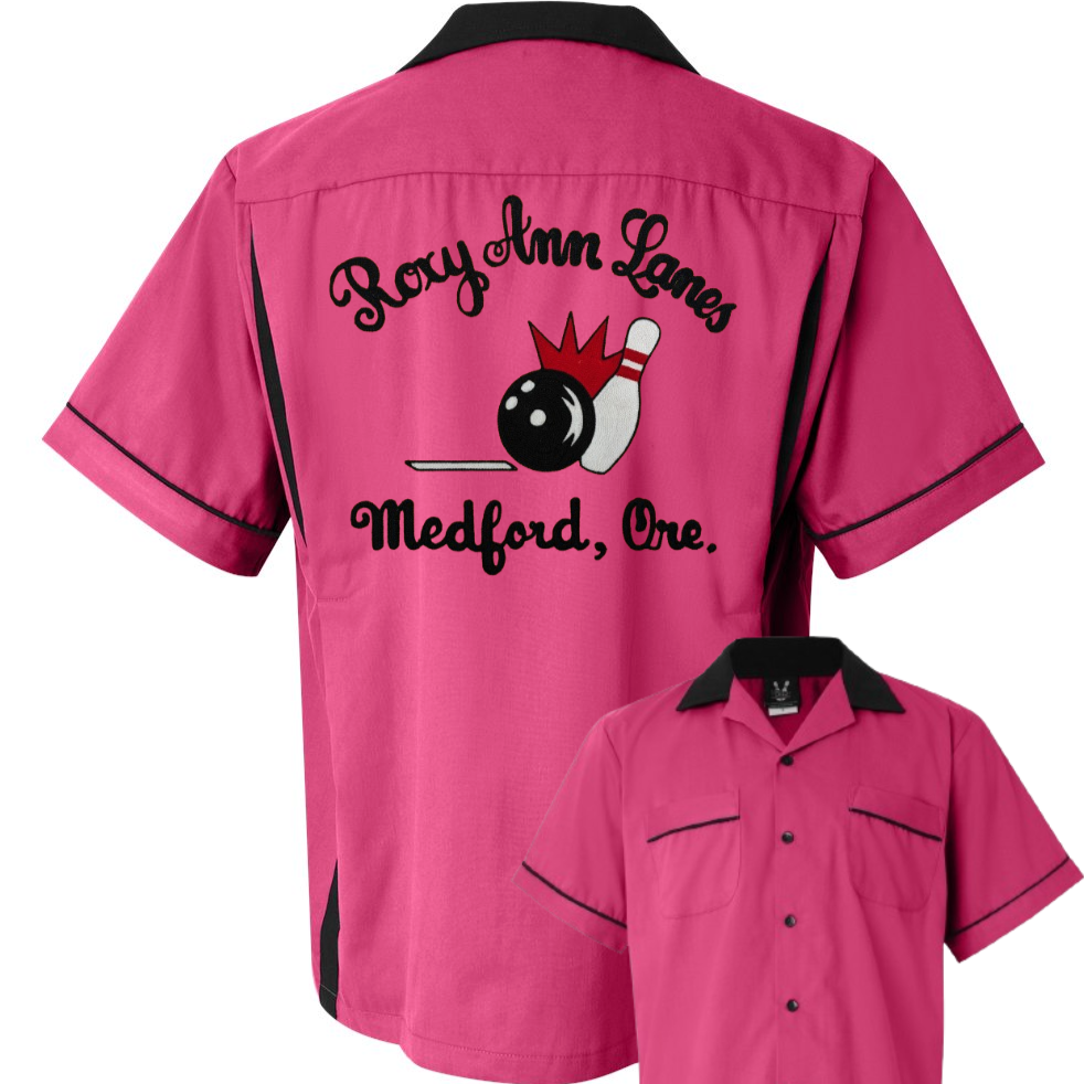 Roxy Ann Lanes - Chainstitch Embroidered Bowling Shirt - Vintage Style on a New Shirt