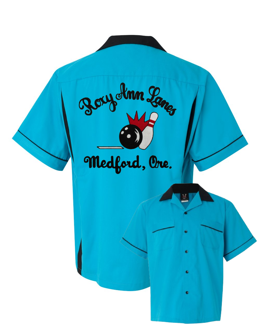 Roxy Ann Lanes - Chainstitch Embroidered Bowling Shirt - Vintage Style on a New Shirt