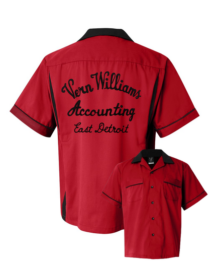 Vern Williams Accounting - Chainstitch Embroidered Bowling Shirt - Classic Style on a New Hilton Shirt