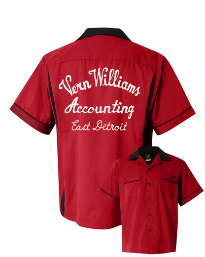 Vern Williams Accounting - Chainstitch Embroidered Bowling Shirt - Classic Style on a New Hilton Shirt