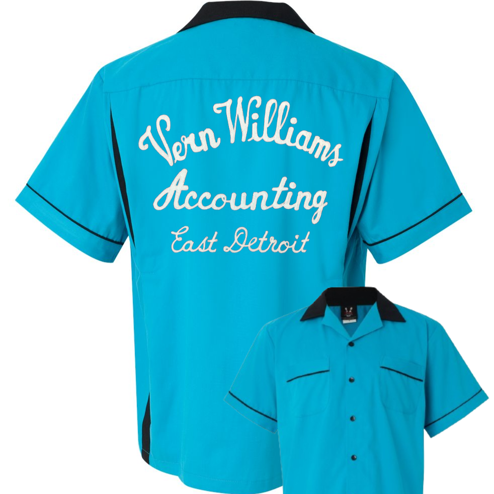 Vern Williams Accounting - Chainstitch Embroidered Bowling Shirt - Classic Style on a New Hilton Shirt