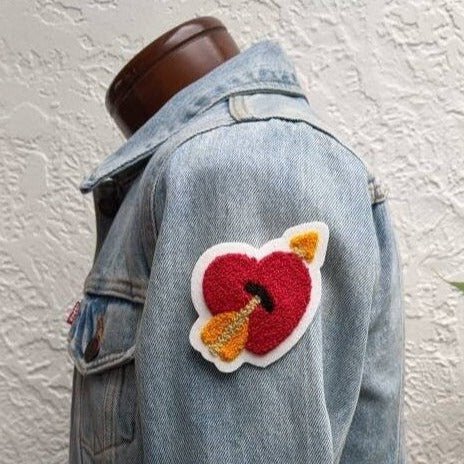 Chenille Arrow Heart Patch - Sew On - Available In Three Different Colors! - Pinsetter Alley