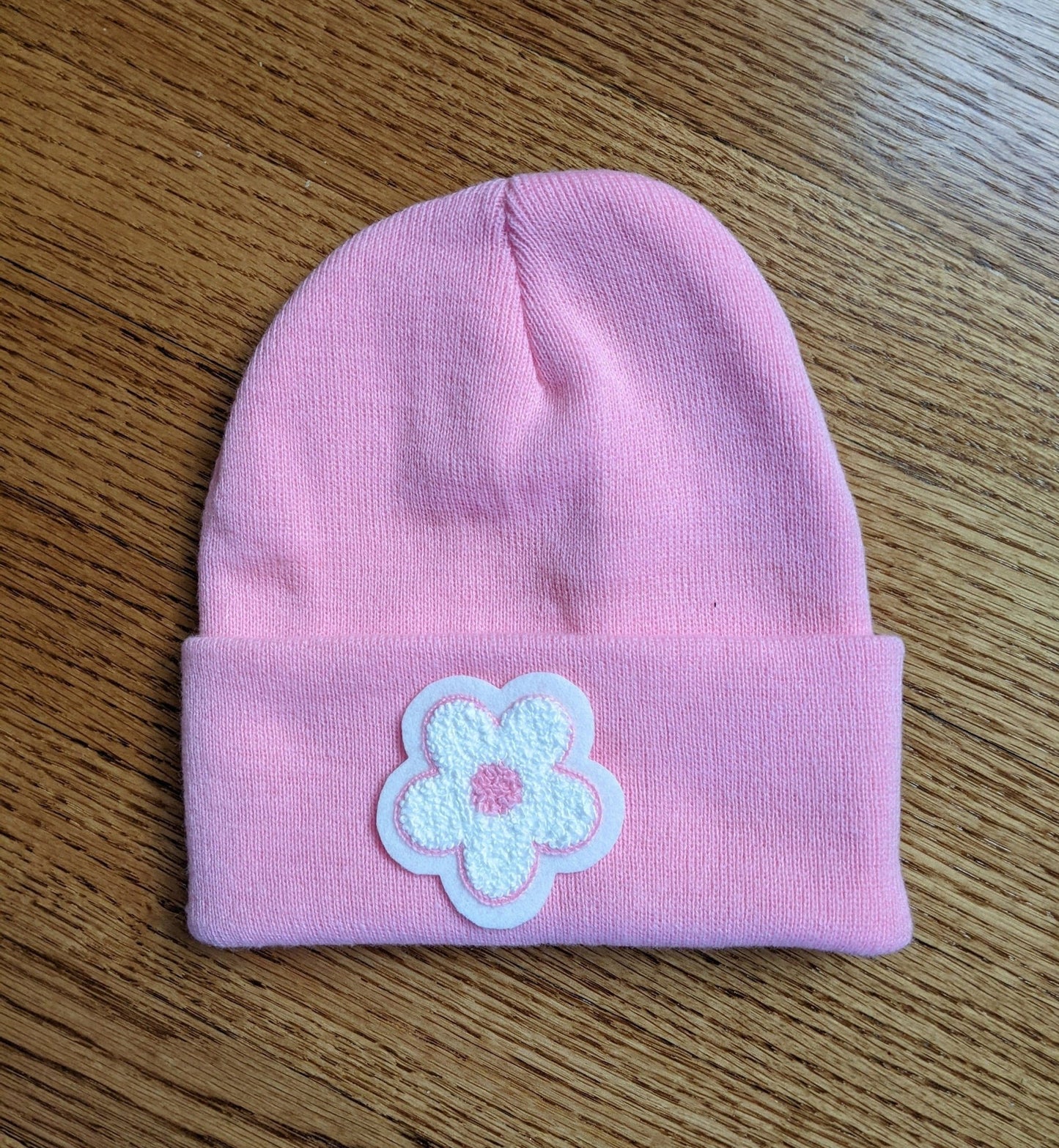 Beanie with Fun Daisy Patch - Stocking Cap - Pinsetter Alley