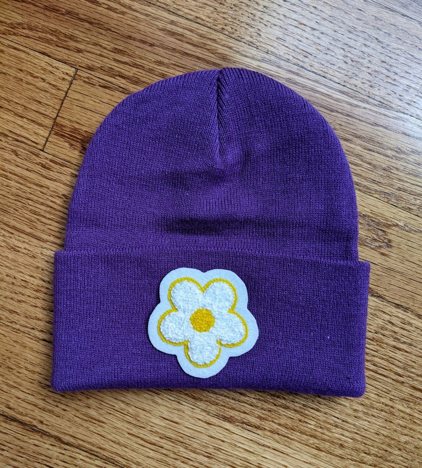 Beanie with Fun Daisy Patch - Stocking Cap - Pinsetter Alley