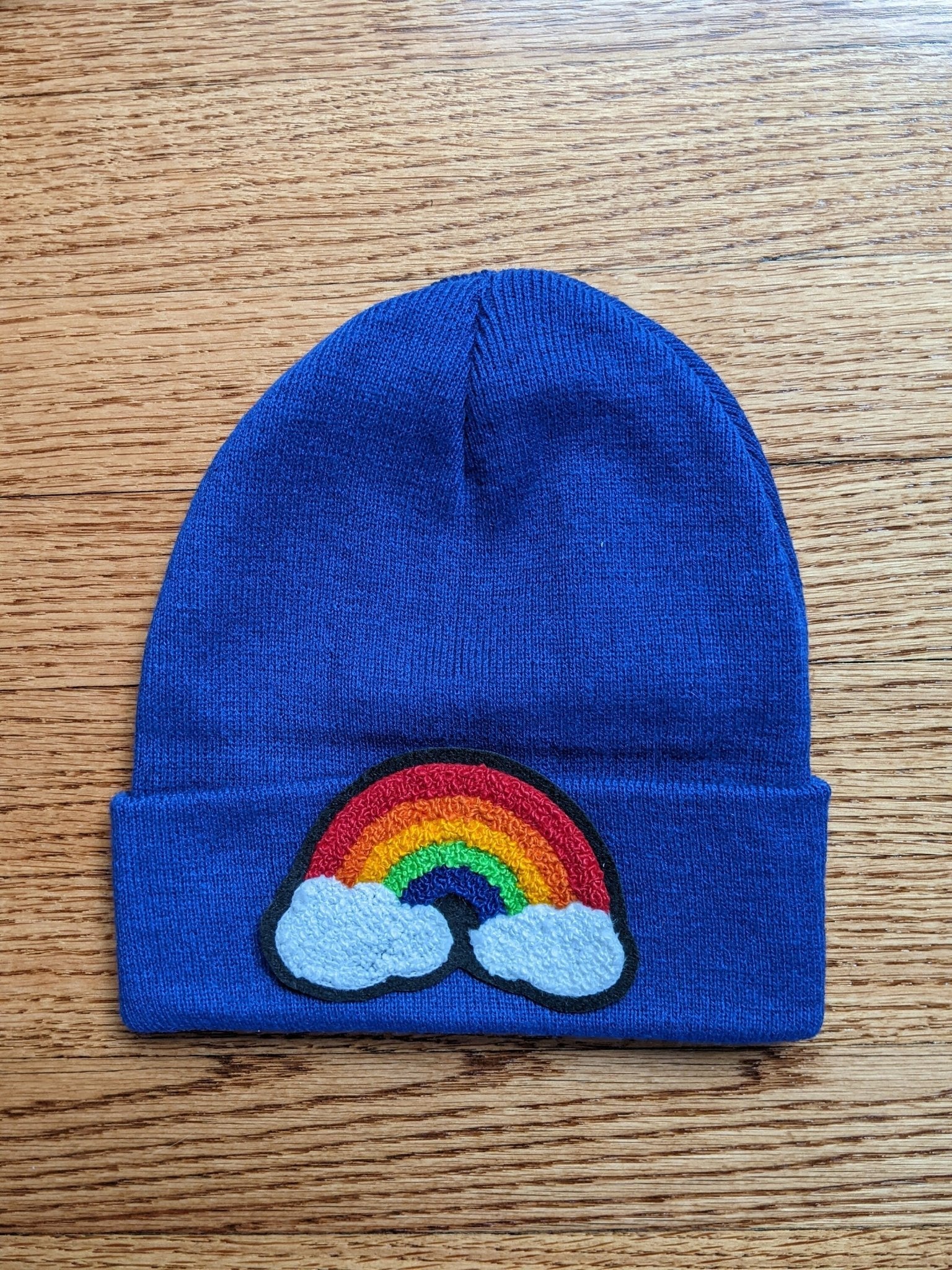 Beanie with Rainbow Chenille Patch - Stocking Cap - Pinsetter Alley