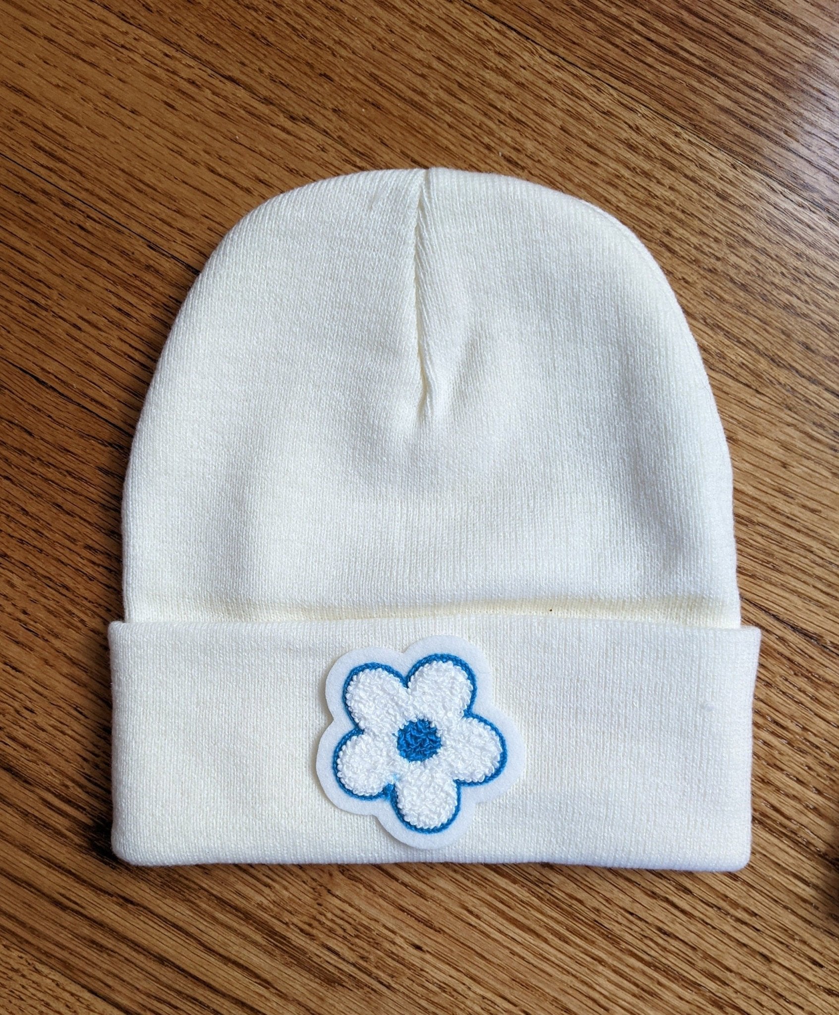 Beanie with Fun Daisy Patch - Stocking Cap - Pinsetter Alley