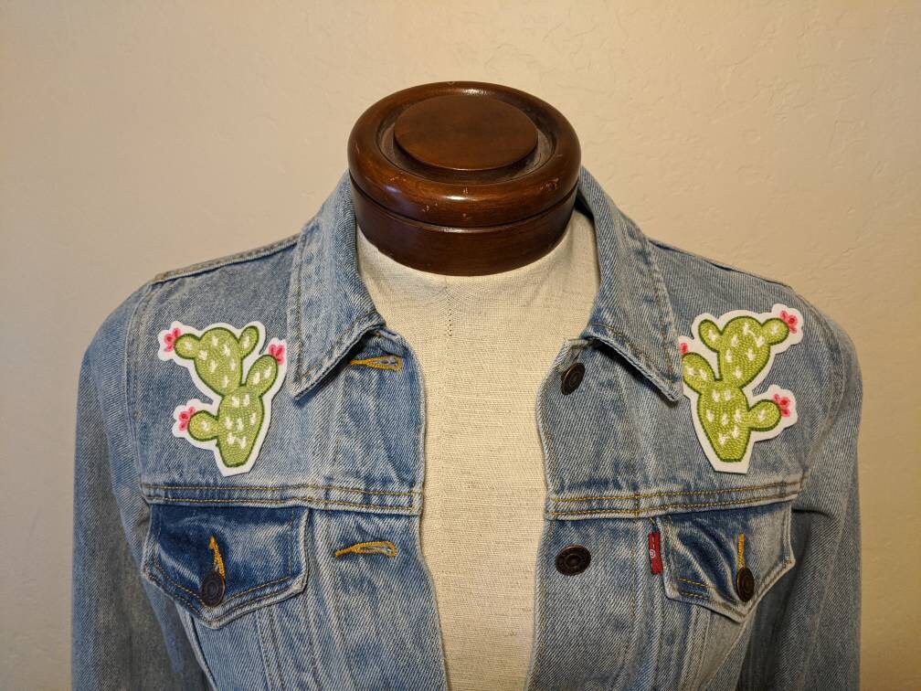 Vintage Style Chainstitch Pear Cactus Patch - Sew On