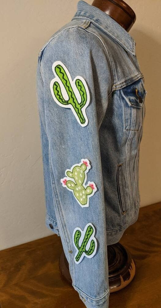 Vintage Style Chainstitch Pear Cactus Patch - Sew On