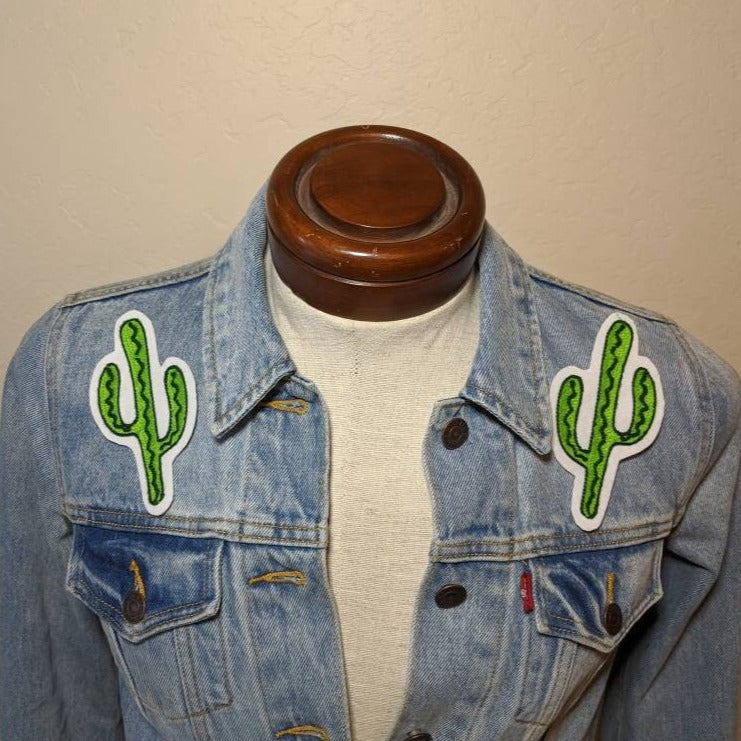 Vintage Style Chainstitch Cactus Patch - Sew On