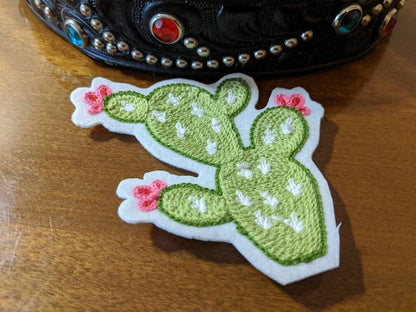 Vintage Style Chainstitch Pear Cactus Patch - Sew On