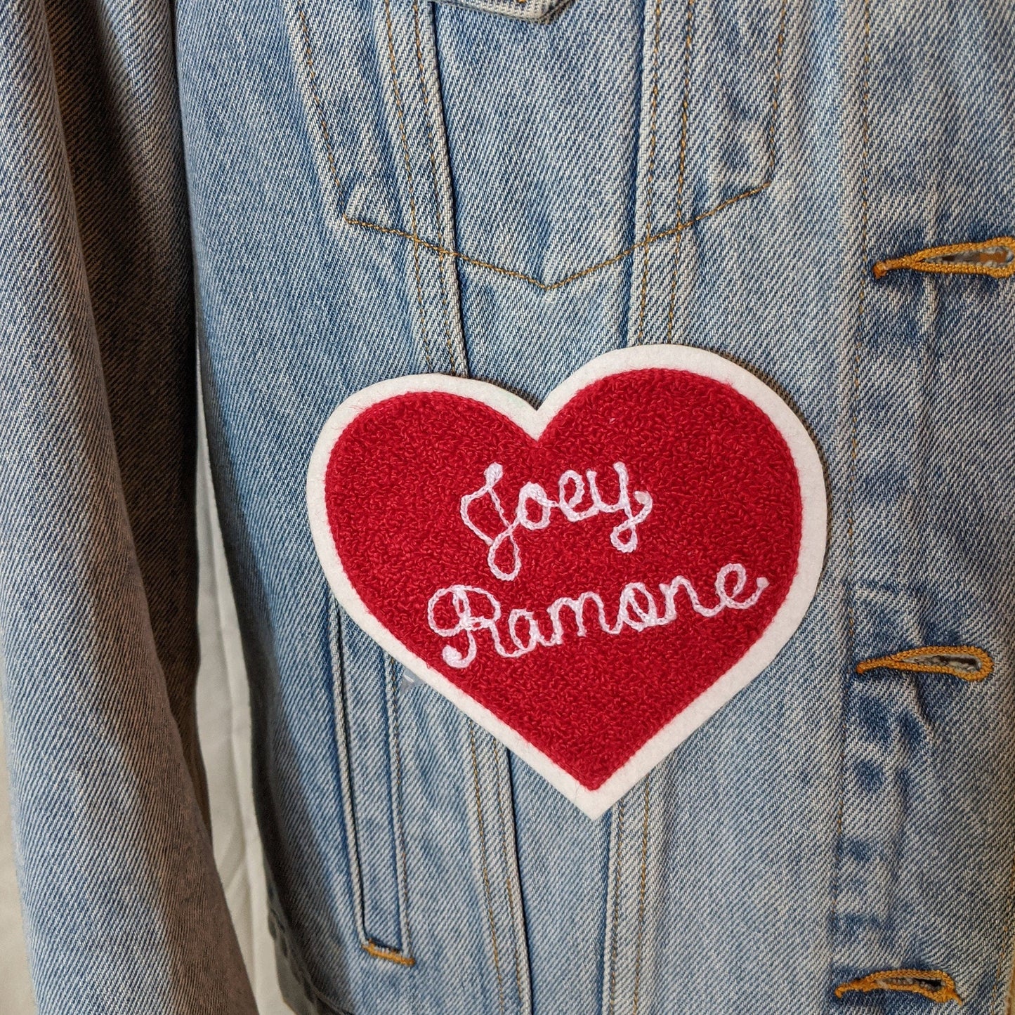 Joey Ramone, Lead Singer Of The Ramones, Chenille Heart Patch On Red Or White Felt