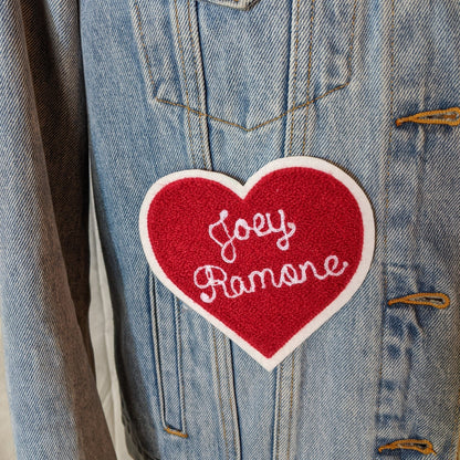 Joey Ramone, Lead Singer Of The Ramones, Chenille Heart Patch On Red Or White Felt