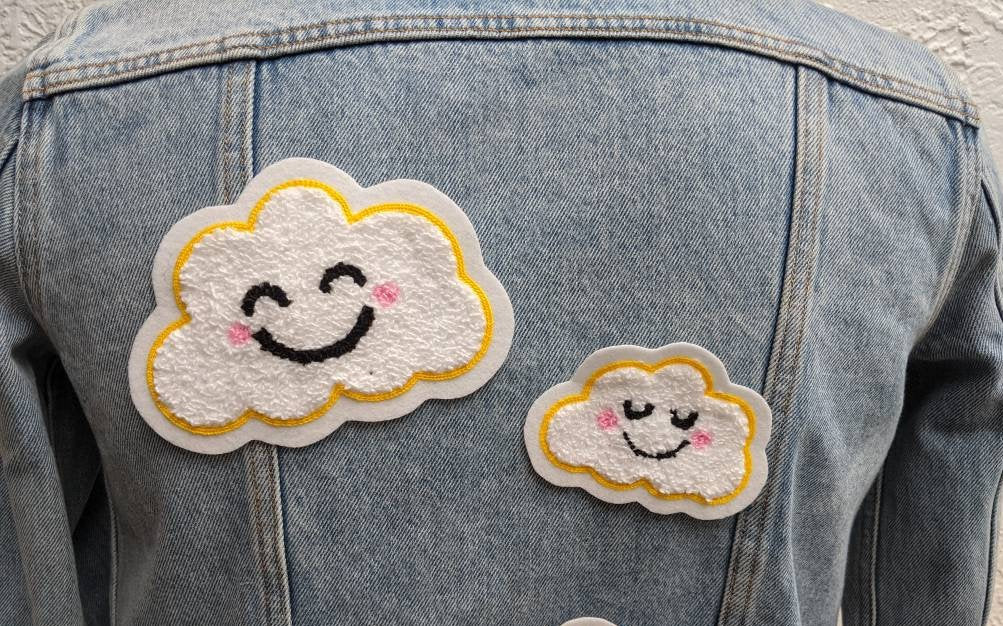 Fuzzy Chenille Kawaii Cloud Patch - Sew On