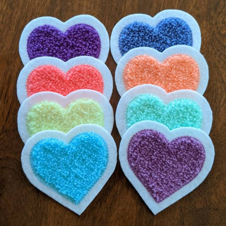 Super Cute Small Chenille Heart Patch - Sew On - New Limited Edition Colors!