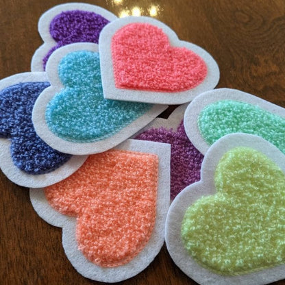 Super Cute Small Chenille Heart Patch - Sew On - New Limited Edition Colors!