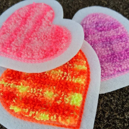 Plaid Chenille Small Heart Patch - Sew On