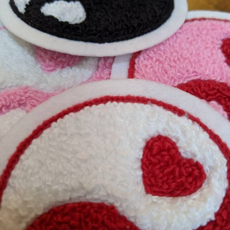 Chenille Yin Yang Heart Patch - Sew On